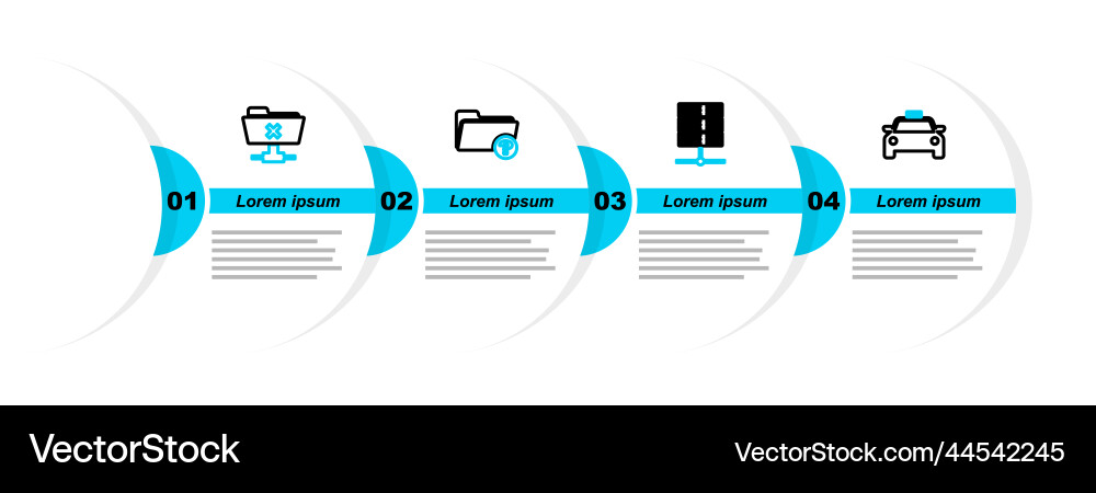 Set line taxi car server data web hosting Set line taxi car server data web hosting vector image