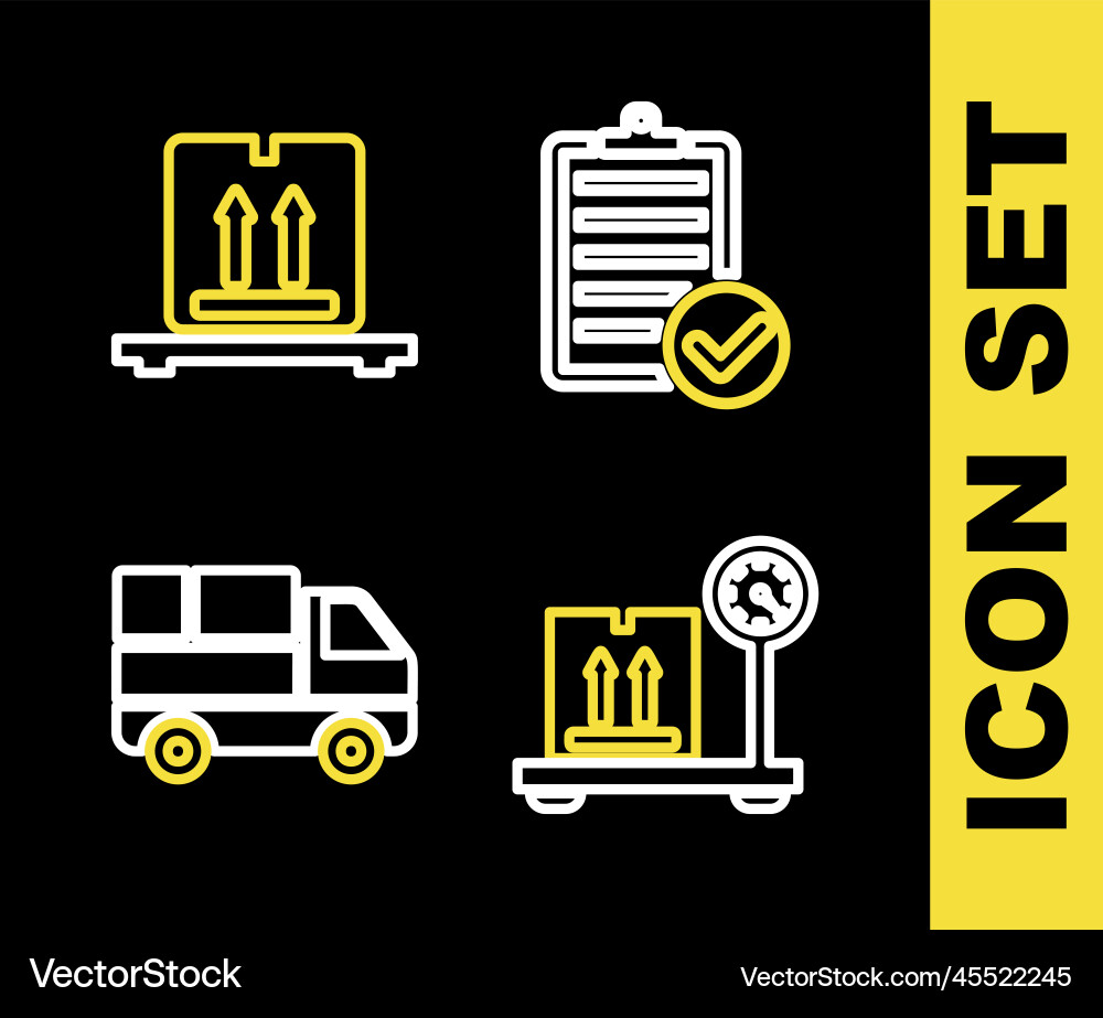 Set line verification of delivery list scale Set line verification of delivery list scale vector image