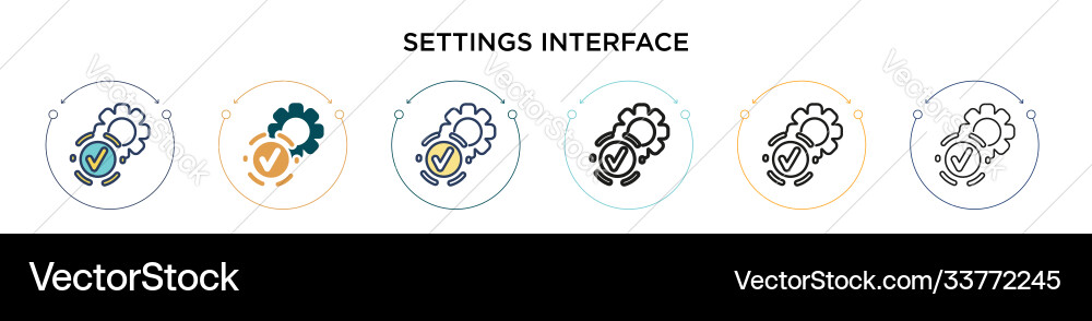 Settings interface icon in filled thin line Vector Image