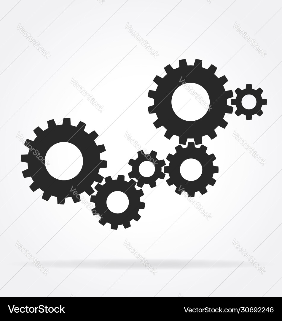 6 gear array cluster assembly vector image