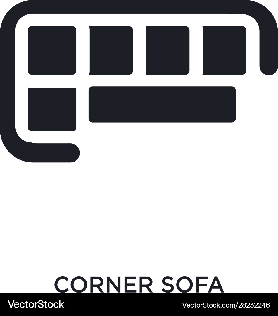 Black corner sofa isolated icon simple element Vector Image