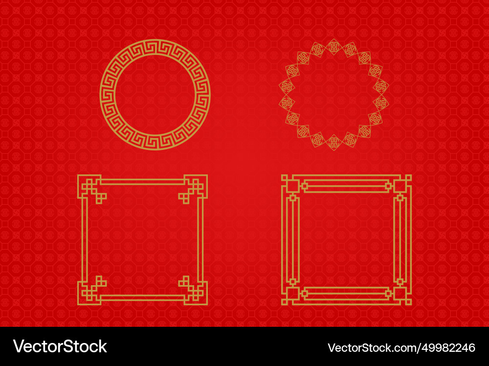 Chinese frame or border set on red background Vector Image
