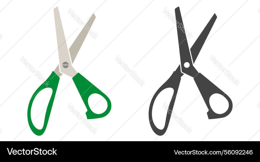 Complex straight scissors with a green handle Complex straight scissors with a green handle vector image