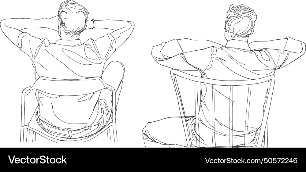 Continuous line drawing of man relaxing vector image