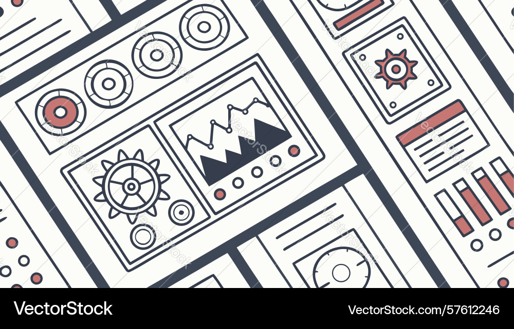 Engineering blueprint with gears and data vector image
