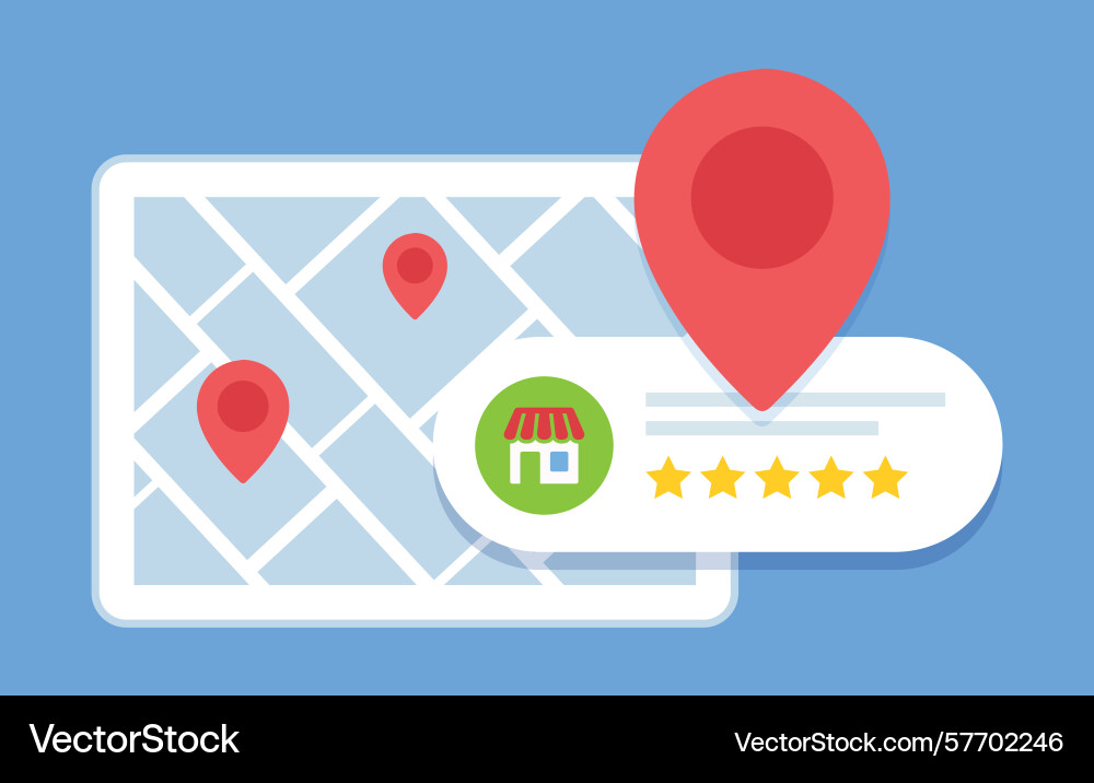 Flat design map showing business location red vector image