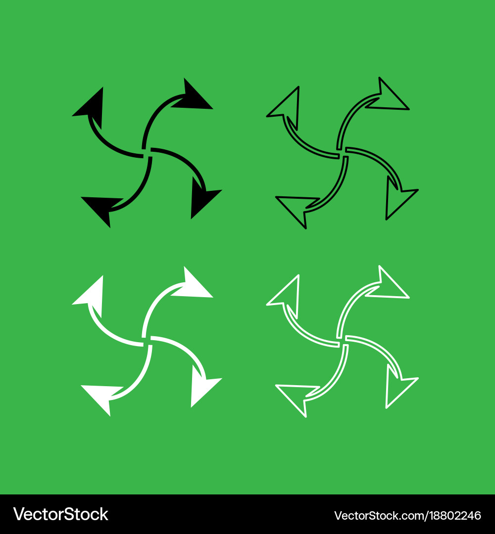 Four arrows in loop from center icon black vector image
