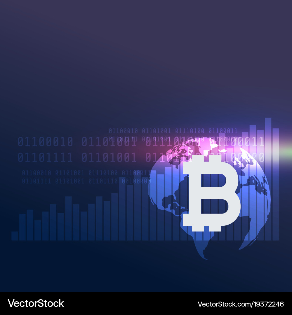 Global digital internet currency with world map vector image