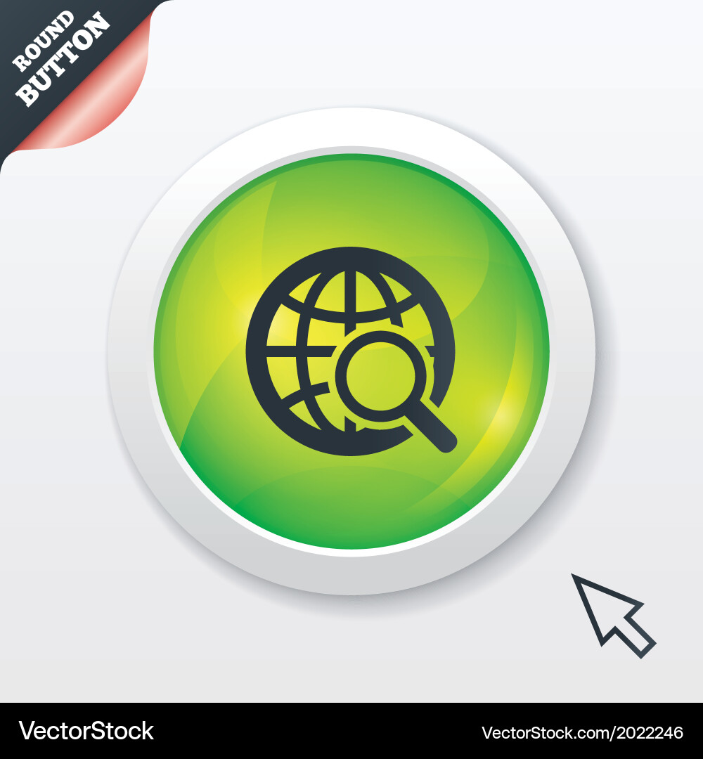 Global Search Button - Globe Icon vector image