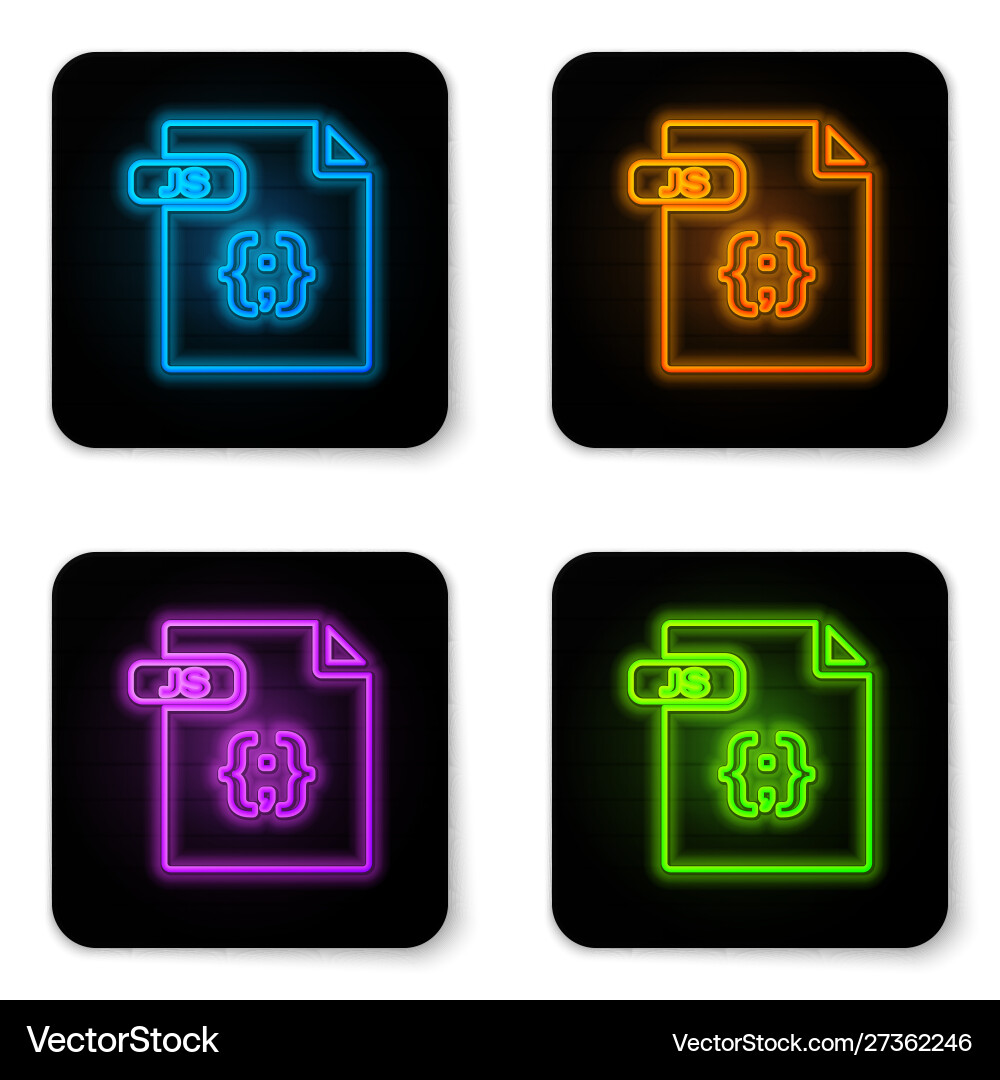 Glowing neon js file document download button Glowing neon js file document download button vector image