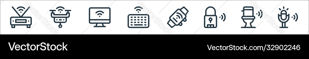 Internet things line icons linear set quality Internet things line icons linear set quality vector image