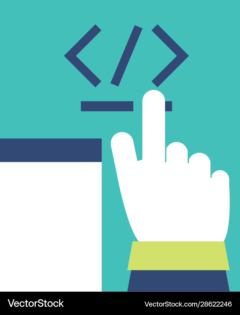 Isolated website code and hand design vector image