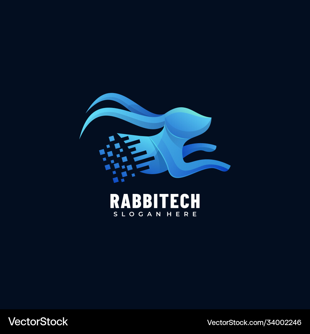 Logo rabbit tech gradient colorful style vector image