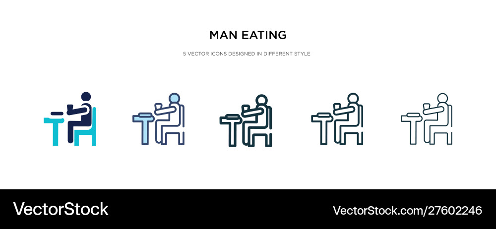 Man eating icon in different style two colored vector image