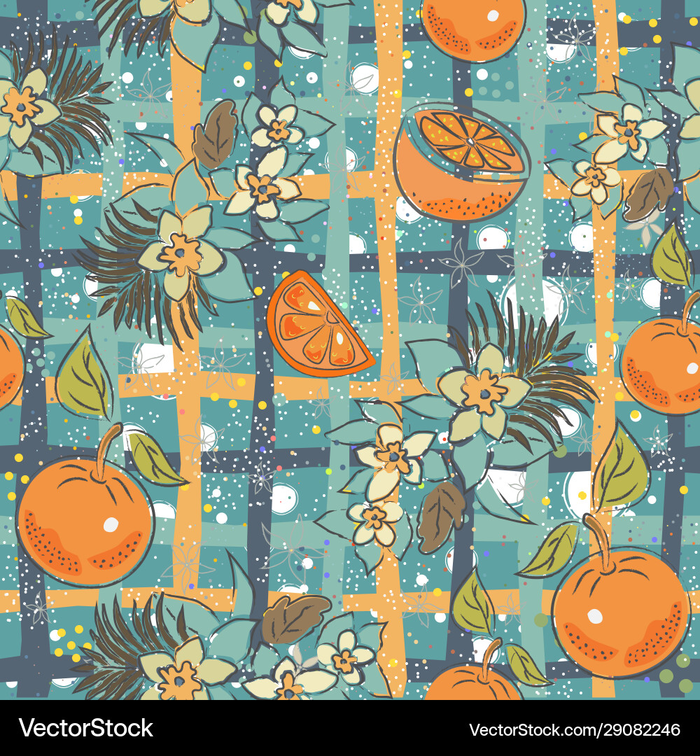 Seamless pattern with oranges and bananas Seamless pattern with oranges and bananas vector image