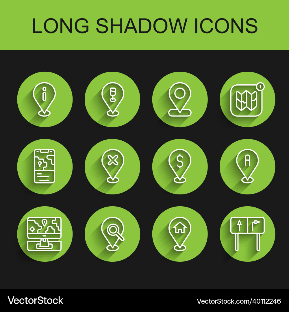 Set line monitor with location marker search Set line monitor with location marker search vector image