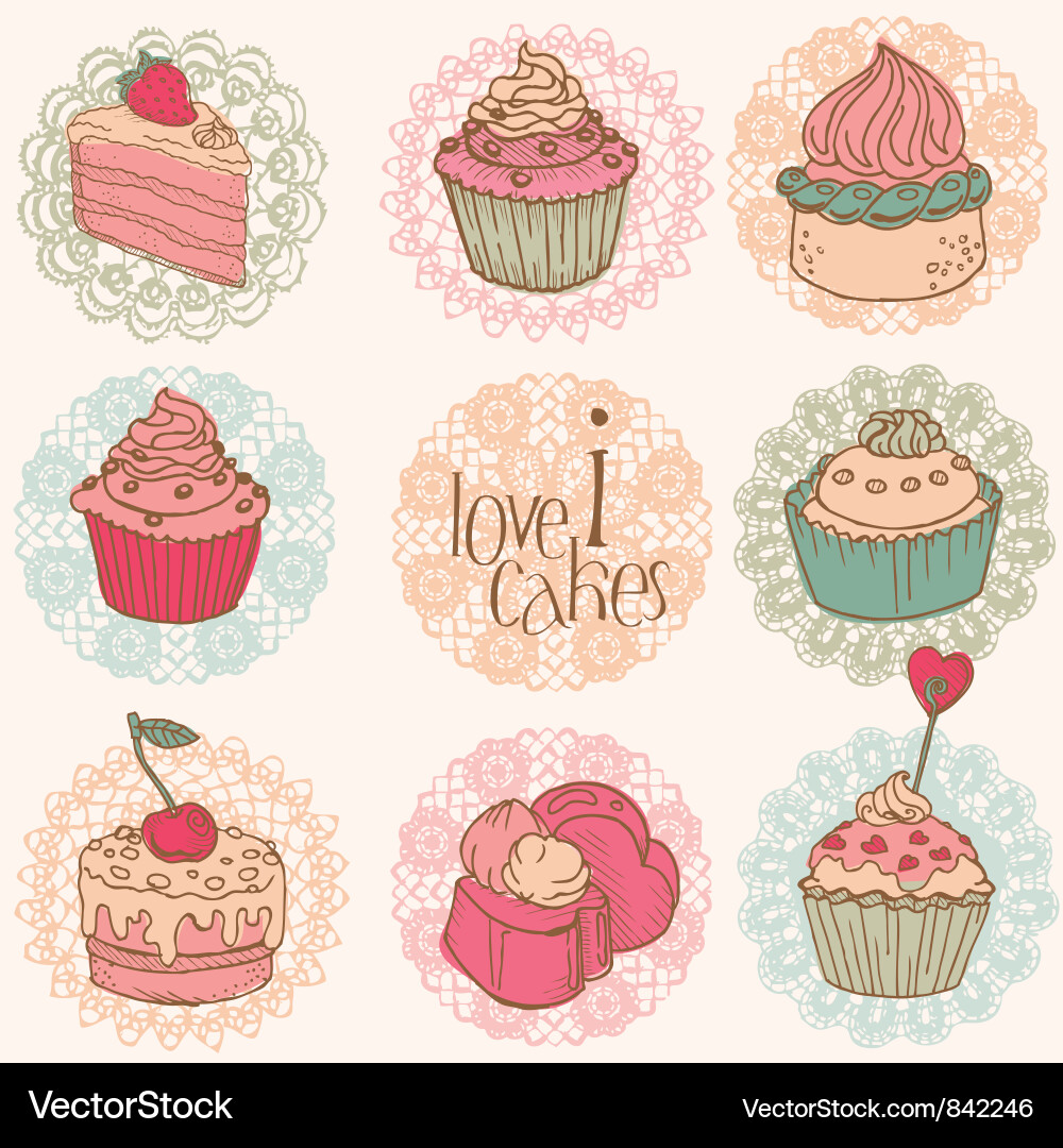 Sweet Dessert Card Collection vector image