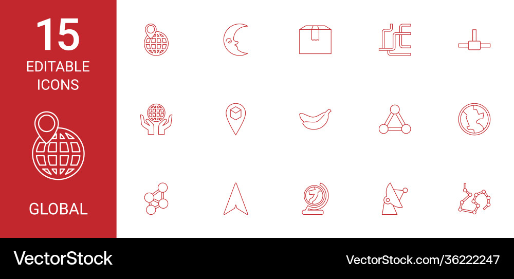 15 global icons Vector Image