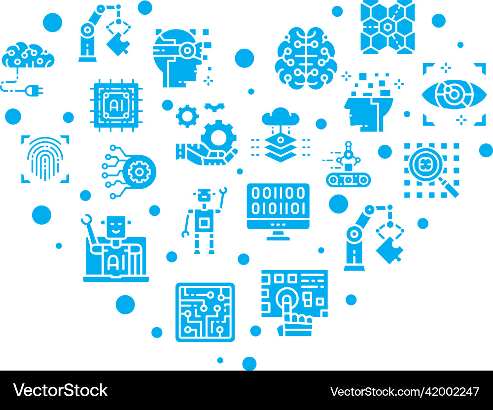 Artificial intelligence colored icons set Artificial intelligence colored icons set Vector Image