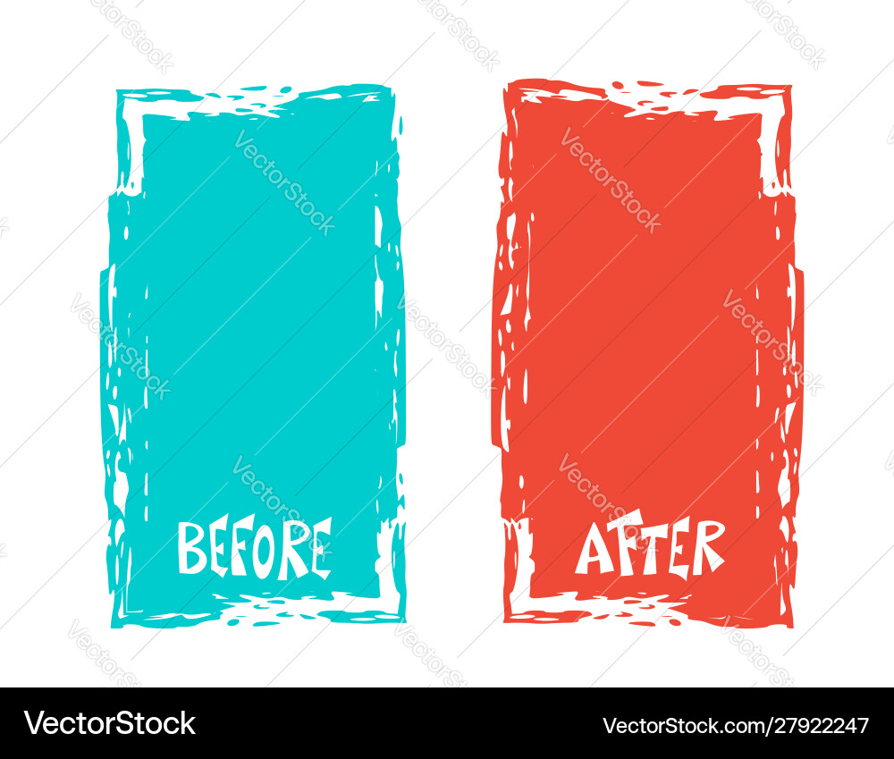 Before and after screen banner with empty space vector image