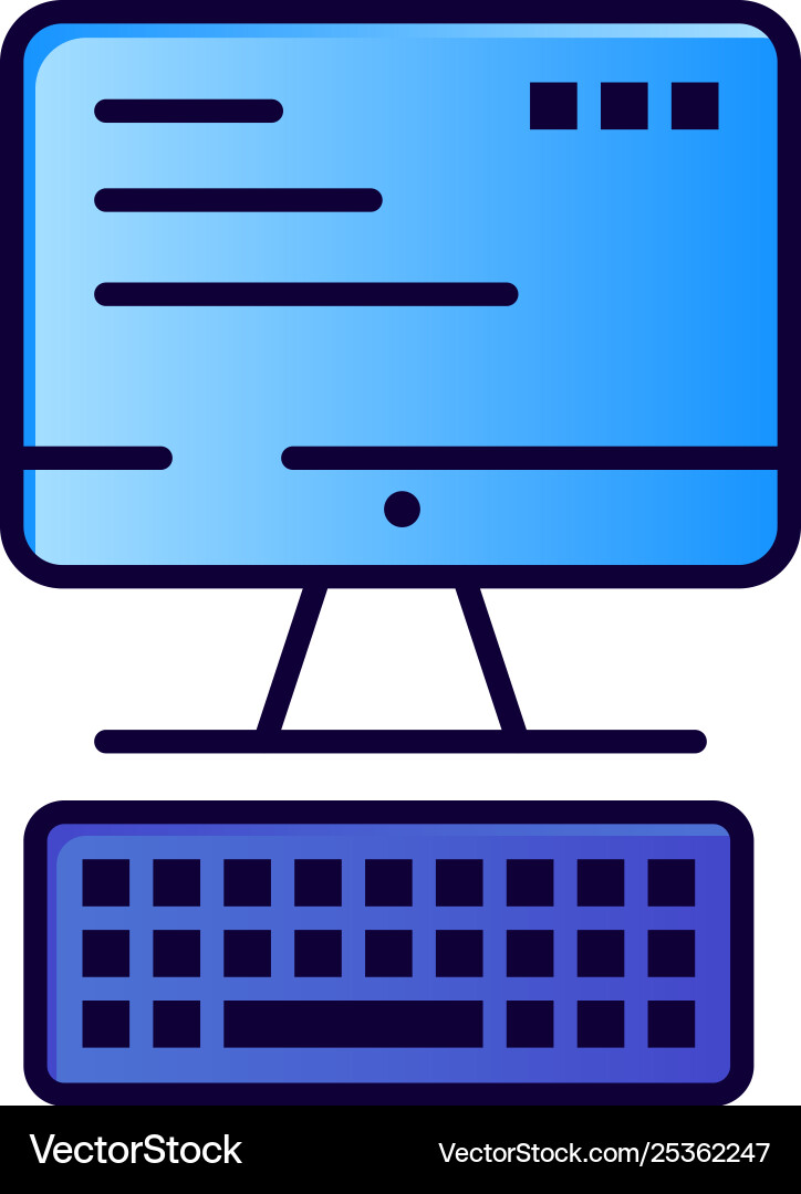 Computer keyboard monitor computing flat color Computer keyboard monitor computing flat color vector image