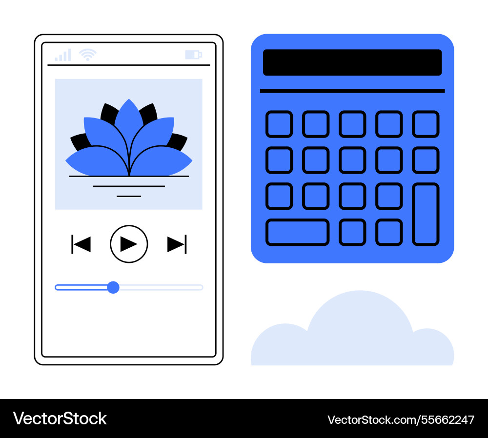 Digital media player and calculator interface Digital media player and calculator interface vector image