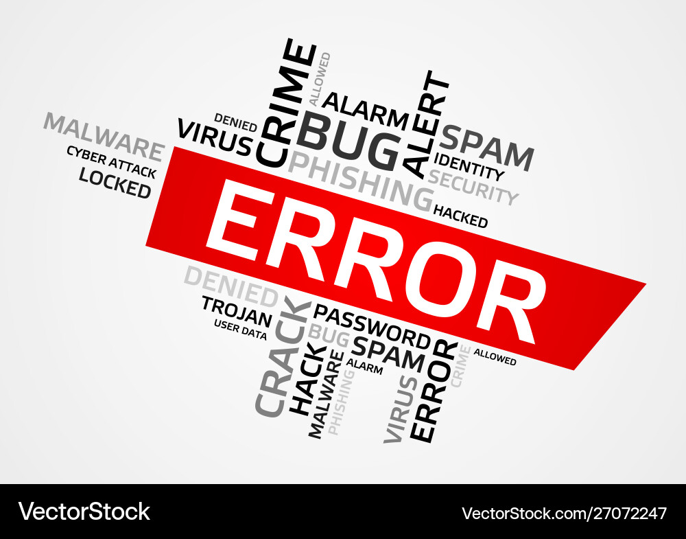 Error word cloud tag graphics Error word cloud tag graphics Vector Image