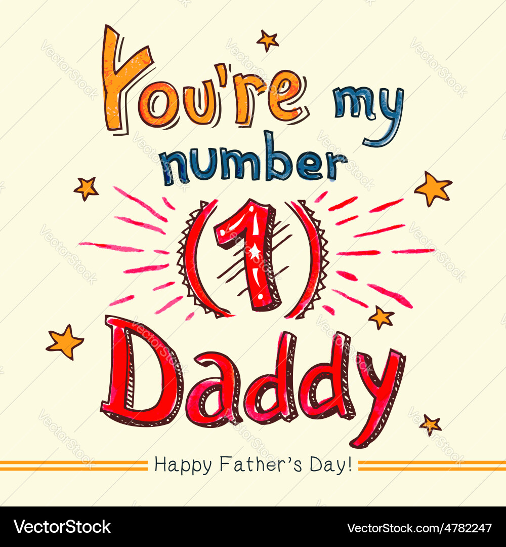 Happy Father's Day Watercolor Card Vector Image