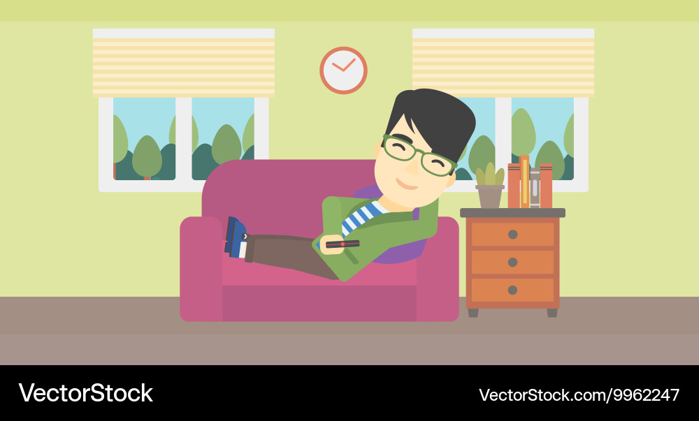 Man lying on sofa Vector Image