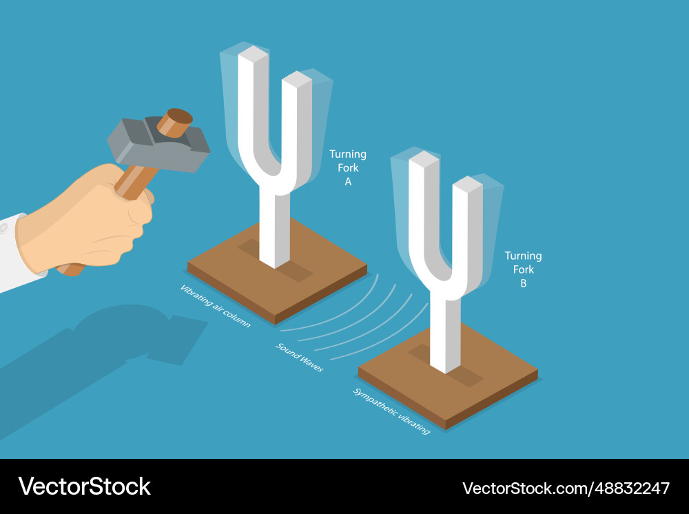 Resonance Tuning Fork - 3D Isometric vector image