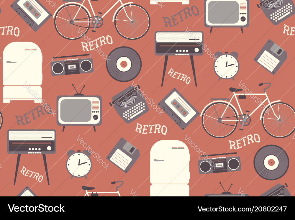 Retro 80s Object Pattern vector image