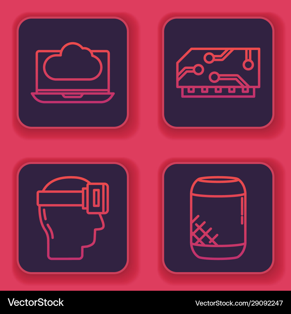 Set line cloud technology data transfer Set line cloud technology data transfer vector image