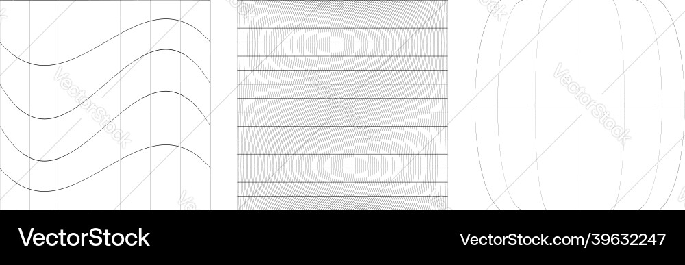 Set of deformed distorted grids meshes flex Vector Image