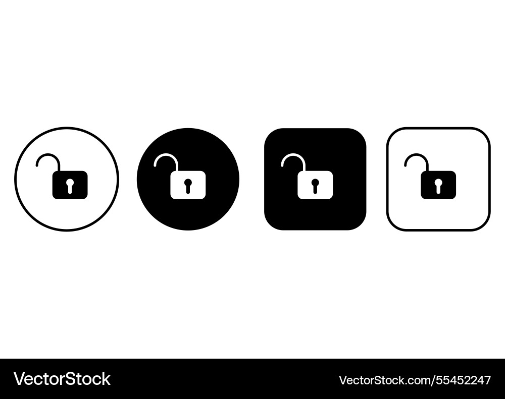 Set of padlock icons simple opened lock buttons Set of padlock icons simple opened lock buttons vector image