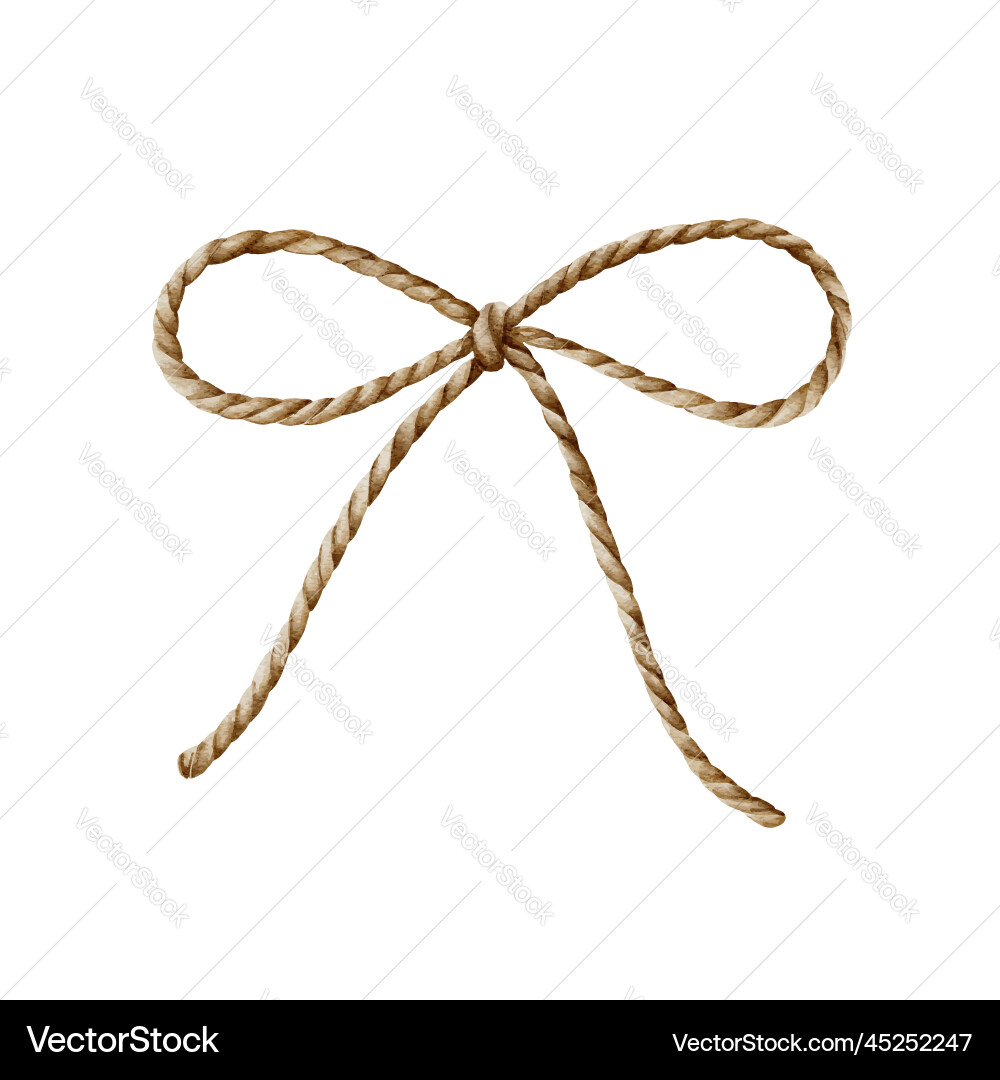 Watercolor of bow knot made rope string Royalty Free Vector