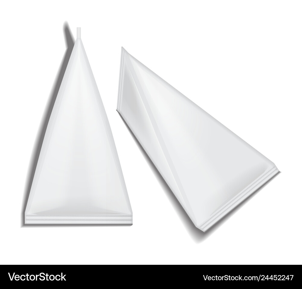White blank triangular packet carton set juice Vector Image