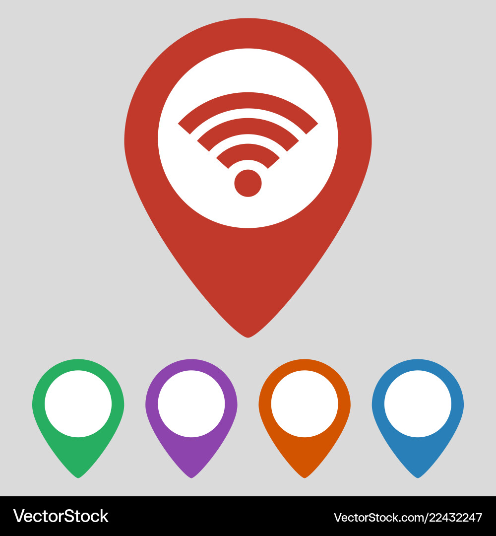 Wi-fi connection map pointer on grey background Wi-fi connection map pointer on grey background vector image