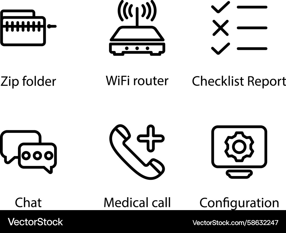 Wifi Router Checklist Icon Set Vector Image