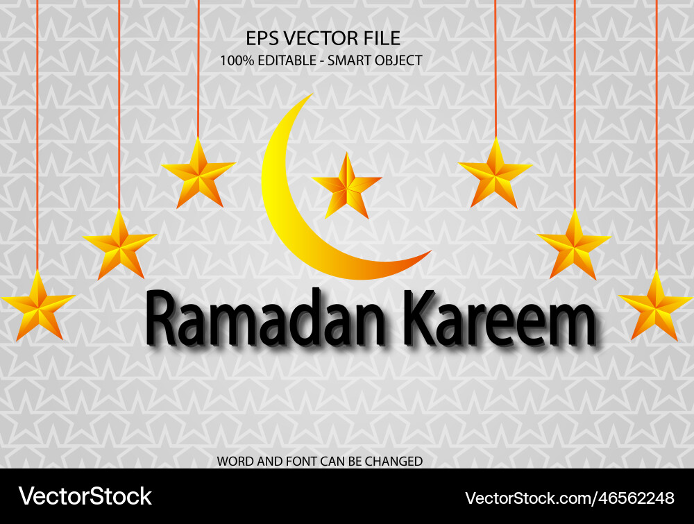 3d editable ramadam kareem realistic text effect vector image
