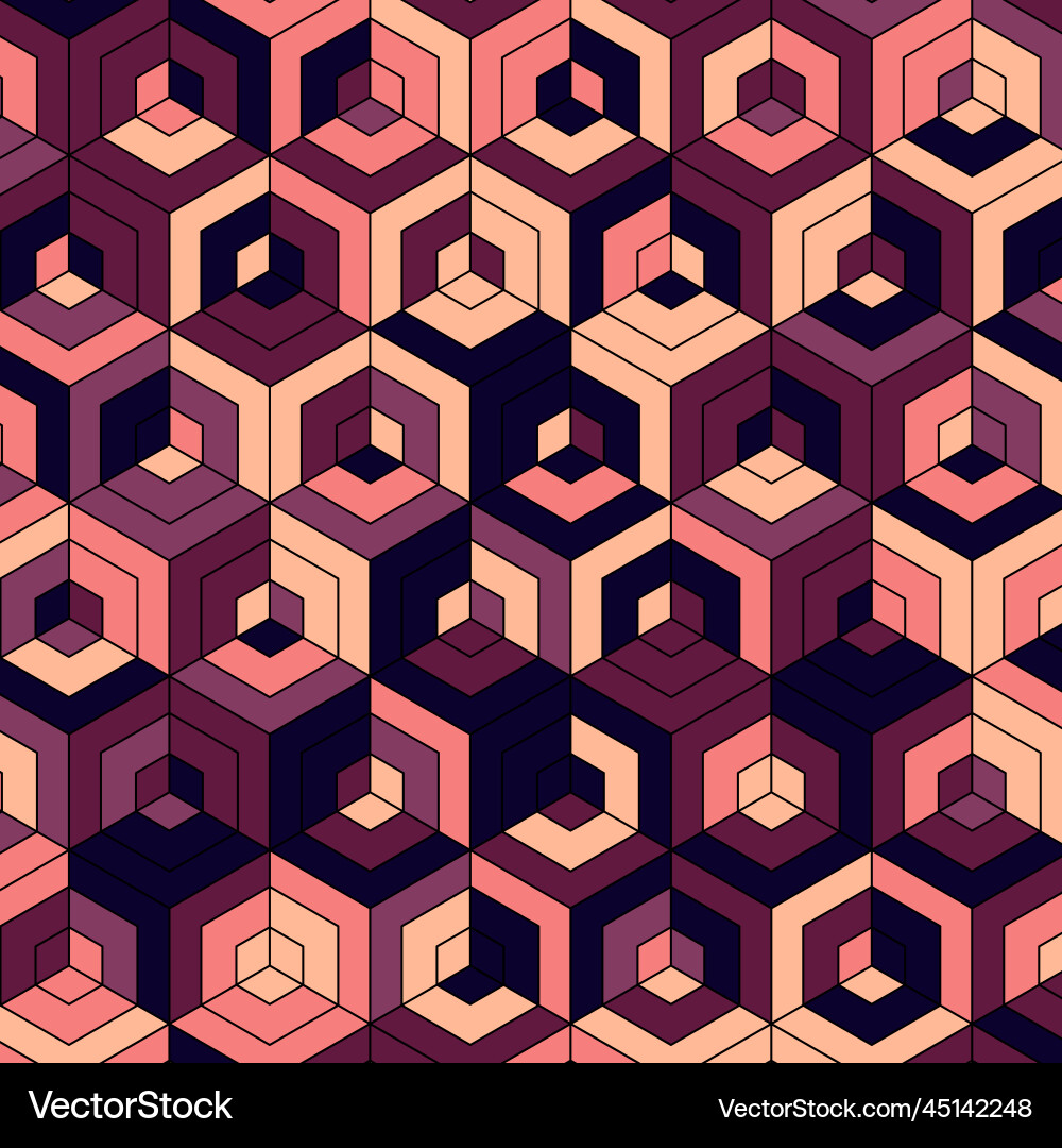 3d red block hexagone background vector image