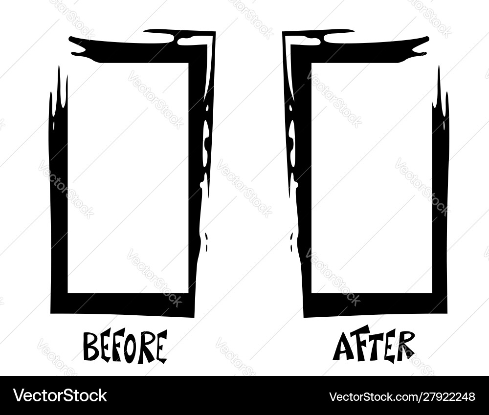 Before and after screen banner with empty space vector image