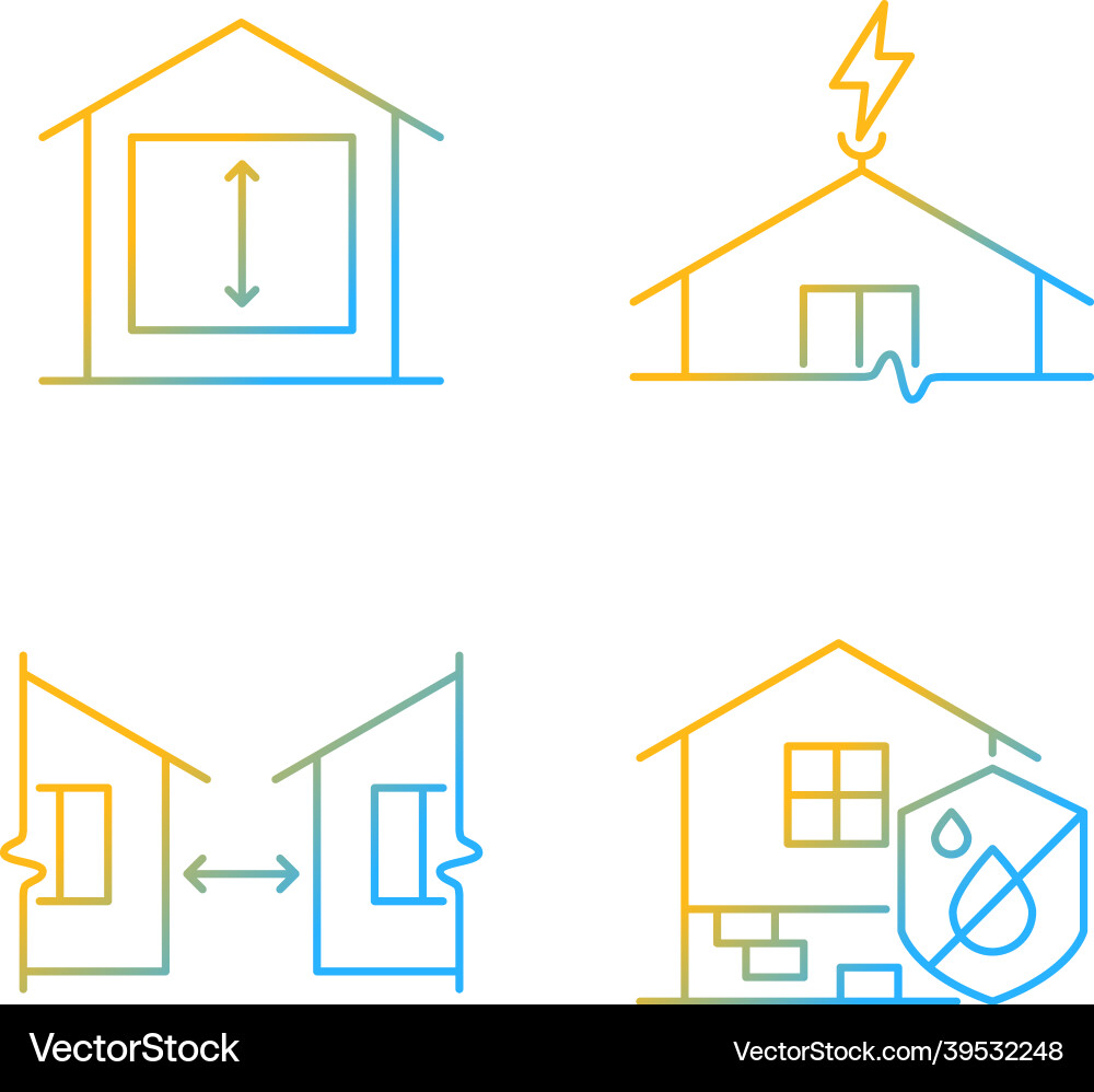 Building safe house gradient linear icons set Building safe house gradient linear icons set vector image