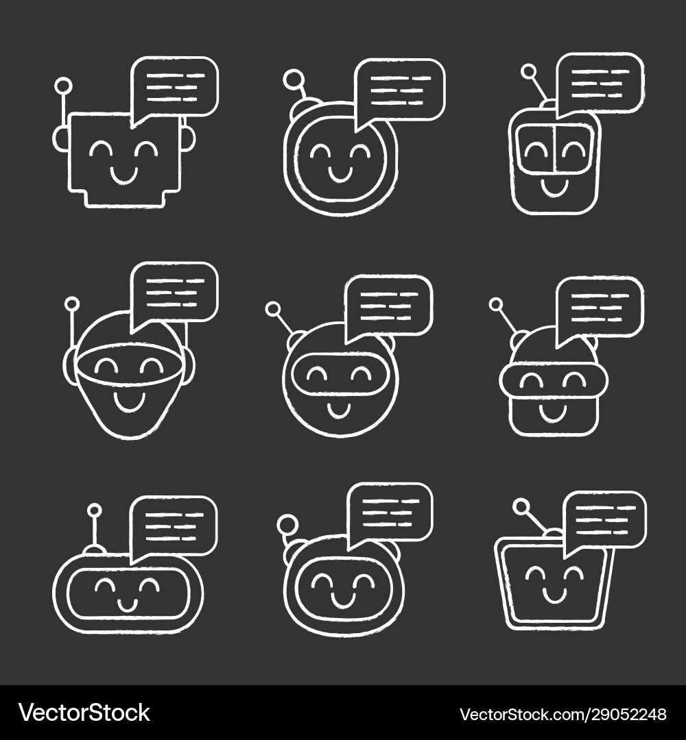 Chatbots messages chalk icons set Chatbots messages chalk icons set vector image