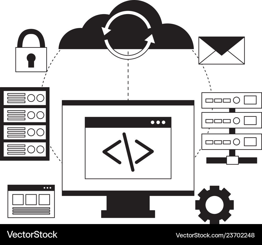 Cloud Computing Computer Databse Cloud Computing Computer Databse vektorbild