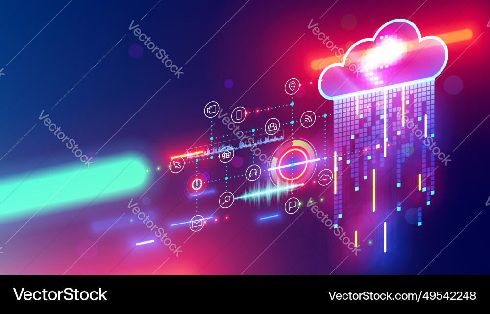 Cloud computing digital technology abstraction vector image