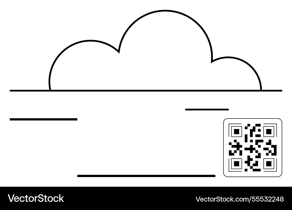 Cloud-Form mit qr-Code und einfache horizontale Cloud-Form mit qr-Code und einfache horizontale vektorbild