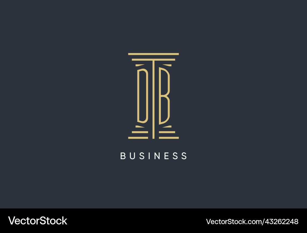 Db initial monogram with pillar shape logo design vector image