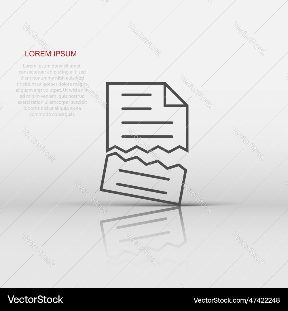 Document error icon in flat style broken report Document error icon in flat style broken report vector image