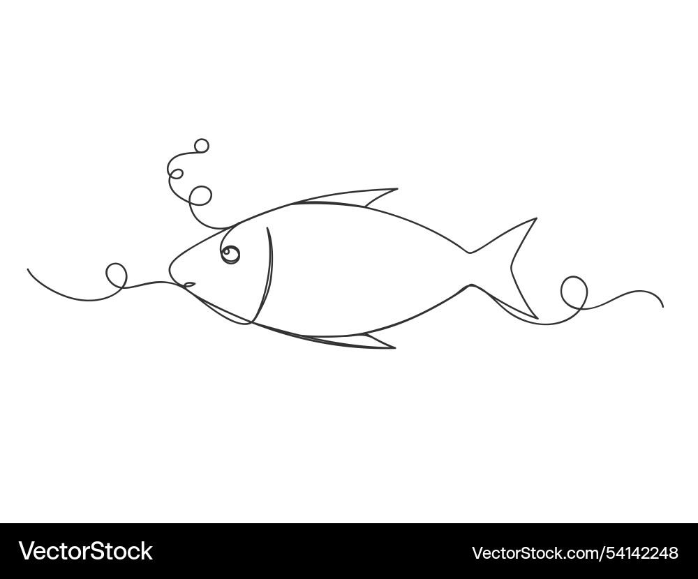 Fish continuous one line drawing shape isolated Fish continuous one line drawing shape isolated vector image