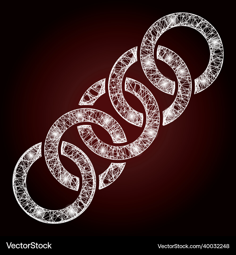 Glossy net mesh circle chain with lightspots Glossy net mesh circle chain with lightspots vector image